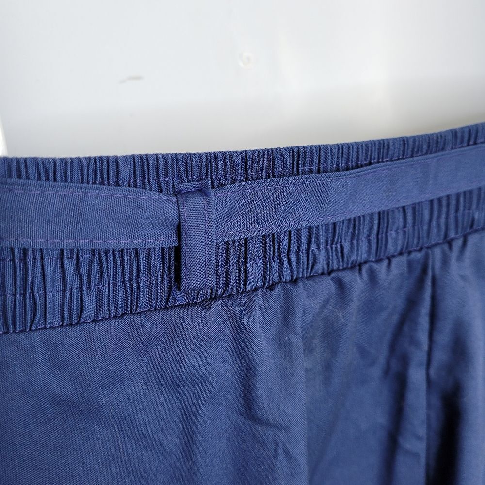 VINTAGE 70s skirt button up navy blue elastic waist fit and flare‎ midi S - Picture 4 of 8